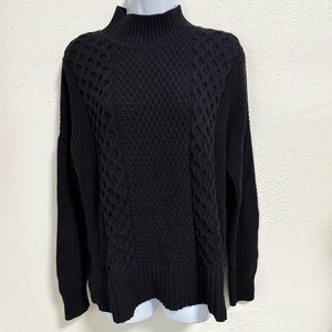 100% Cotton Vintage Gap black long sleeve cable knit loose fit sweater- basic